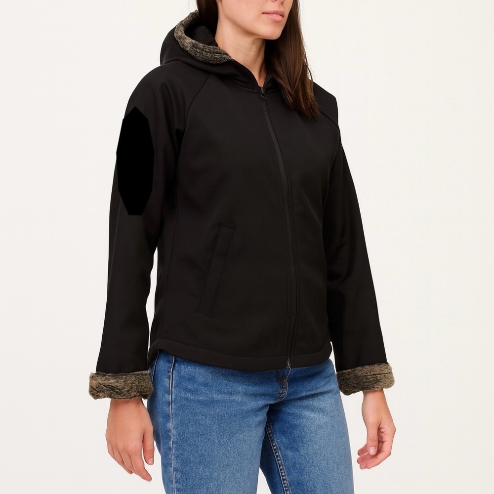 Columbia Scuba Jacket Hoodie Faux Fur Trim Light Outerwear Layering Coat Black M